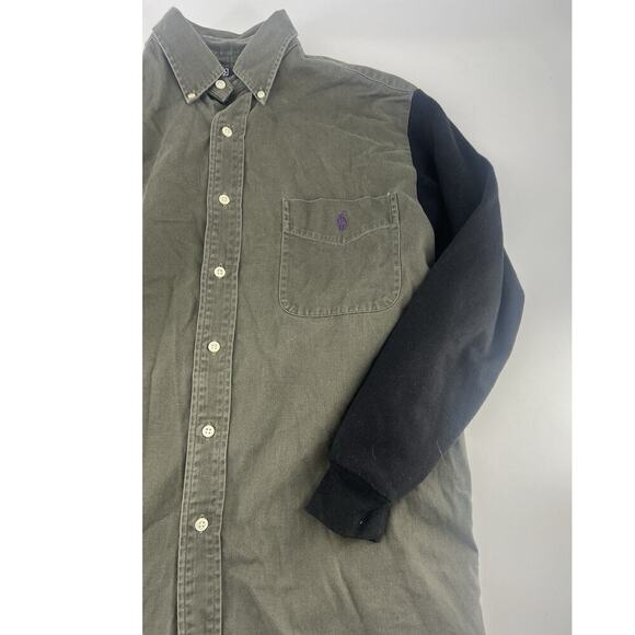 Vintage Ralph Lauren Shirt Mens Extra Large Green Sweatshirt Sleeves Button - Picture 2 of 8